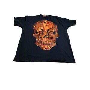 Happy Halloween Skull Bat Tree Graphic T Shirt XL Black Orange Graphic Tee (888)